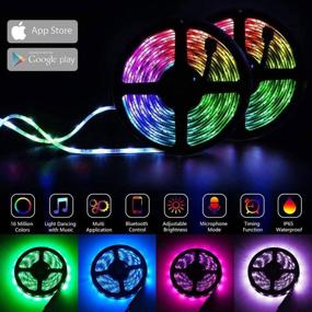 img 3 attached to 💡 32.8ft RGB LED Strip Lights with Bluetooth - Music Sync Color Changing Tape Light - Ideal for Bedroom, Home, TV, Party - APP Remote Controlled - 300 LEDs SMD5050