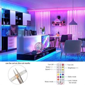 img 2 attached to 💡 32.8ft RGB LED Strip Lights with Bluetooth - Music Sync Color Changing Tape Light - Ideal for Bedroom, Home, TV, Party - APP Remote Controlled - 300 LEDs SMD5050