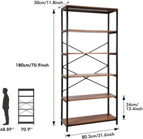 img 2 attached to 📚 US Stock: Enjoy Vintage Charm with 5-Tier Industrial Style Bookshelf - Perfect Furniture for Displaying Books and Decor