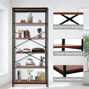 img 1 attached to 📚 US Stock: Enjoy Vintage Charm with 5-Tier Industrial Style Bookshelf - Perfect Furniture for Displaying Books and Decor