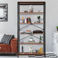 📚 us stock: enjoy vintage charm with 5-tier industrial style bookshelf - perfect furniture for displaying books and decor логотип