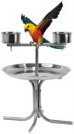olpchee stainless parrot playstand feeding logo