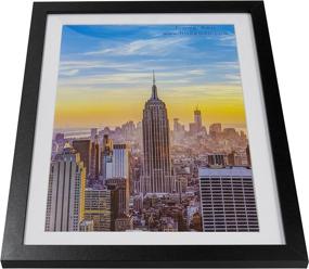 img 2 attached to 🖼️ Frame Amo 13x19 Black Picture Frame with White Matting - Ideal for 11x17 Images, Sleek 1 Inch Border, Acrylic Front