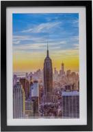 🖼️ frame amo 13x19 black picture frame with white matting - ideal for 11x17 images, sleek 1 inch border, acrylic front логотип