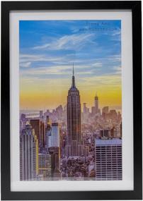 img 4 attached to 🖼️ Frame Amo 13x19 Black Picture Frame with White Matting - Ideal for 11x17 Images, Sleek 1 Inch Border, Acrylic Front