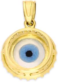 img 2 attached to 🌟 Потрясающий пендант Evil Eye из настоящего золота 10 карат с камнями CZ: идеальный подарок для защиты, украшения и предохраны от зла.