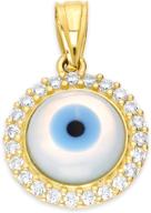 🌟 stunning 10k real solid gold evil eye pendant set with cz stones: perfect protection jewelry gift for dainty charm and safeguarding from wrong logo