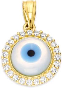 img 3 attached to 🌟 Потрясающий пендант Evil Eye из настоящего золота 10 карат с камнями CZ: идеальный подарок для защиты, украшения и предохраны от зла.