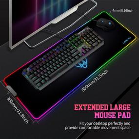 img 1 attached to 🖱️ Игровой коврик для мыши - LANGTU XXL с подсветкой LED RGB для письменного стола, большого размера с прошитым краем, антипроковывающая основа из натурального каучука, RGB-черный