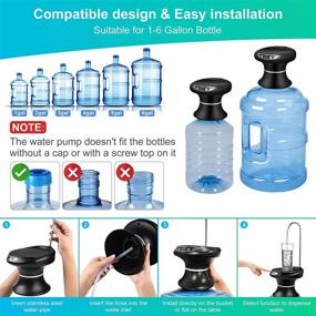 img 1 attached to 🚰 Maypott Black Drinking Water Dispenser Pump - Rechargeable, Portable, BPA-Free for 5 Gallon Bottles - Ideal for Home, Kitchen, Office, Camping