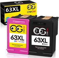 🖨️ cg chinger remanufactured ink cartridge replacement for hp 63 63xl - compatible with hp officejet 5255, 5258, 5260, 3830, envy 4520, 4516, deskjet 1112, 2132, 3630, 3632 printers - 1 black, 1 tri-color logo