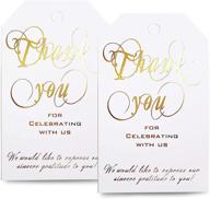 🎉 efoxmoko 50 thick gold foil thank you tags & gold ribbon for celebrating with us - expressing sincere gratitude logo