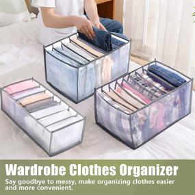 img 3 attached to 👗 Maximize Your Closet Space with the 3PCS Wardrobe Clothes Organizer: 7 Grids, TOOVREN Closet Organizers for Efficient Clothing Storage