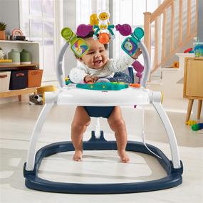 img 2 attached to Fisher-Price Astro Kitty SpaceSaver Jumperoo: Interactive Space-Themed Infant Activity Center with Adjustable Bouncing Seat, Lights, Music, and Toys
