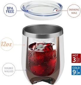 img 2 attached to 🍷 Set of 6 Stainless Steel Wine Tumblers - 12 OZ, Double Wall Vacuum Insulated Travel Cup with Lid for Coffee, Wine, Cocktails, Ice Cream... (Combo Color 6 Pack)