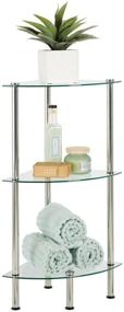 img 4 attached to mDesign Bathroom Storage Corner Tower - 3 Tier Open Glass Shelves, Compact Shelving Display Unit - Multi-Use Home Organizer for Bath, Office, Bedroom, Living Room - Clear/Chrome Metal