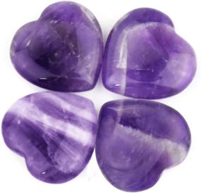 img 2 attached to 🔮 Marrywindix 15 Packs - 0.8 Inch Healing Crystal Natural Amethyst Heart Love Carved Palm Worry Stone Chakra Reiki Balancing Set