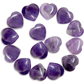 img 4 attached to 🔮 Marrywindix 15 Packs - 0.8 Inch Healing Crystal Natural Amethyst Heart Love Carved Palm Worry Stone Chakra Reiki Balancing Set