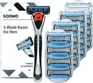 🪒 premium solimo men's razor with 5-blade motionsphere, dual lubrication, precision trimmer - includes handle & 16 cartridges (cartridges for solimo razor handles) logo