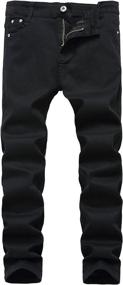 img 4 attached to 👖 Boys' Fashionable Black Skinny Stretch Straight Jeans and Clothing