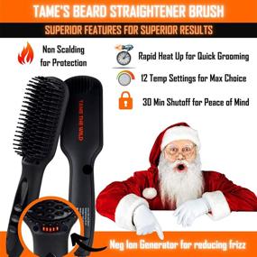 img 3 attached to 💈 Tame's Beard Straightener for Men: Professional Anti-Scald Comb - Heated Hair Straightener - 12 Temp Settings - Built-In Ionic Generator - LED Display - Ideal for Beards Over 2" Long - Discover the Best!