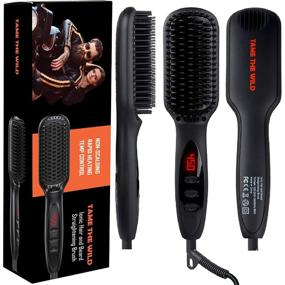 img 4 attached to 💈 Tame's Beard Straightener for Men: Professional Anti-Scald Comb - Heated Hair Straightener - 12 Temp Settings - Built-In Ionic Generator - LED Display - Ideal for Beards Over 2" Long - Discover the Best!