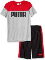 👕 heather grey puma boys t shirt: comfortable clothing set for boys logo