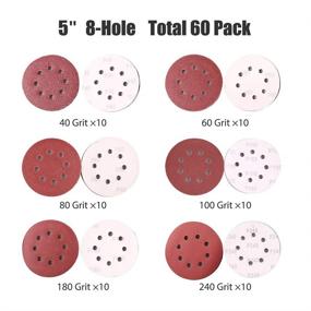 img 3 attached to 🛠️ LotFancy 5-Inch 8-Hole Sanding Discs, 60PCS Assorted Sandpaper - 40 60 80 100 180 240 Grit, Random Orbital Sander Sandpaper with Hook and Loop System