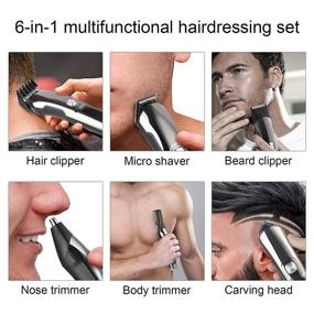 img 3 attached to 🧔 Ufree 6 in 1 Cordless Beard Trimmer for Men - Waterproof Mustache Trimmer, Body Hair Grooming Kit - USB Rechargeable Men's Trimmer