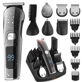 img 4 attached to 🧔 Ufree 6 in 1 Cordless Beard Trimmer for Men - Waterproof Mustache Trimmer, Body Hair Grooming Kit - USB Rechargeable Men's Trimmer