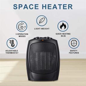 img 3 attached to 🔥 Kismile Electric Portable Heater Fan - Ceramic Small Space Heater for Home and Office with Adjustable Thermostat, 750W/1500W (9 Inch, Black)