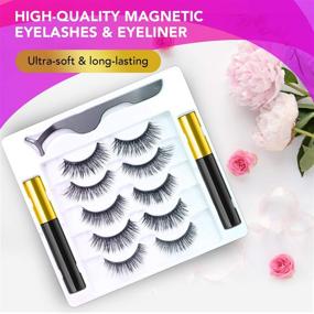 img 1 attached to 💫 Rossy Magnetic Eyelash & Eyeliner Kit - 5 Pairs of 3D & 5D Magnetic Eyelashes with 2 Special Magnetic Eyeliners and 1 Tweezer for Easy Application and Natural Look
