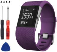 💜 sophili replacement bands for fitbit surge watch with metal buckle – purple/l logo