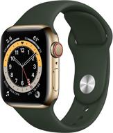 renewed apple watch series 6 (40mm, gps + cellular) - gold stainless steel case with cyprus green sport band logo