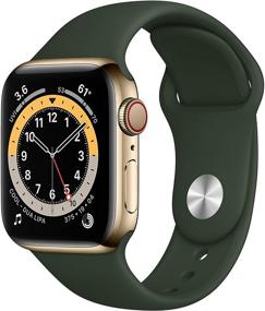 img 4 attached to Renewed Apple Watch Series 6 (40mm, GPS + Cellular) - Gold Stainless Steel Case with Cyprus Green Sport Band