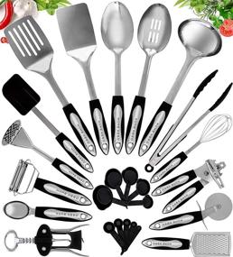 img 4 attached to 🍳 Home Hero Stainless Steel Kitchen Cooking Utensils Set - 25 Piece Nonstick Cookware with Spatula - Complete Kitchen Gadgets and Tools Collection