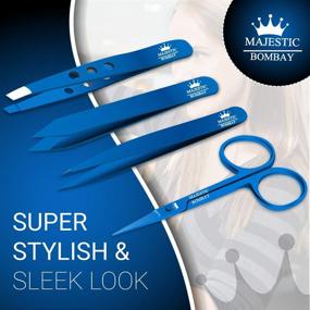 img 1 attached to 💇 Precise Stainless Steel Grooming Set: Professional Tweezers & Nail Scissor in Titanium Blue - Ideal for Ingrown Hair, Eyebrow, Nose, Facial Hairs, and Splinters