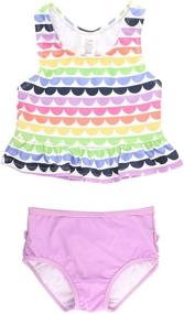 img 3 attached to 👙 RuffleButts Baby/Toddler Girls Cropped Peplum Tankini Swimsuit Set with Ruffles - 2 Piece Swimwear