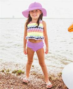 img 2 attached to 👙 RuffleButts Baby/Toddler Girls Cropped Peplum Tankini Swimsuit Set with Ruffles - 2 Piece Swimwear