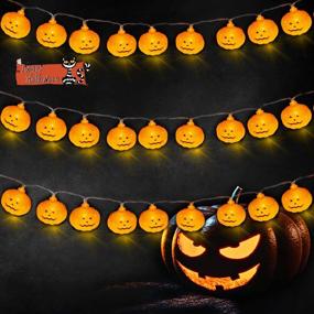 img 4 attached to 🎃Светящийся гирлянда САМЫЕРЛЕН с тыквами на Хэллоуин – 20 светодиодов, работает от батарейки, идеально подходит для вечеринок на открытом и закрытом воздухе, домашнего украшения, украшения спальни на Хэллоуин, 2 режима: мерцание и стабильность.