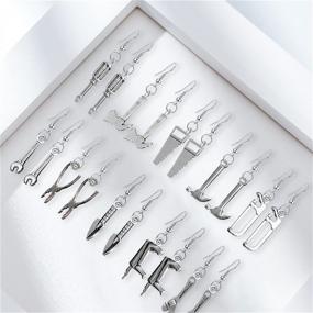 img 2 attached to WUWEIJIAJIA 10 Pairs Funny Handmade Lightweight Cute Vintage Silver Tool Axe Wrench Dangle Drop Earrings Sets for Women Girls - Funky Quirky Punk Spanner Earrings