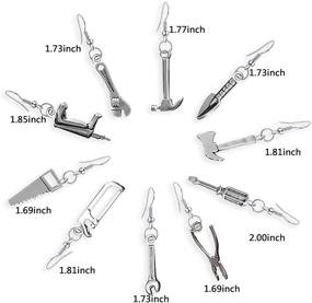 img 3 attached to WUWEIJIAJIA 10 Pairs Funny Handmade Lightweight Cute Vintage Silver Tool Axe Wrench Dangle Drop Earrings Sets for Women Girls - Funky Quirky Punk Spanner Earrings