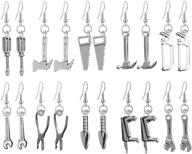 wuweijiajia 10 pairs funny handmade lightweight cute vintage silver tool axe wrench dangle drop earrings sets for women girls - funky quirky punk spanner earrings logo