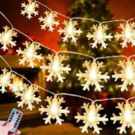 🎄 glowing winter wonderland: turnmeon 33 ft 80 led christmas snowflake string lights - waterproof fairy lights for outdoor/indoor xmas tree decor, remote control & timer, battery operated - warm white логотип