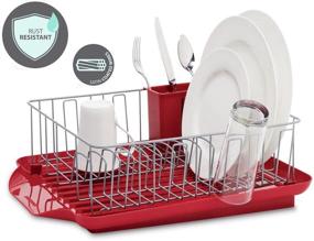 img 3 attached to Farberware Professional 3-Piece Dish Rack - Red, 20-Inch-by-15-Inch: Convenient and Spacious Kitchen Organizer - 5148436