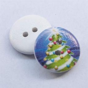 img 2 attached to 🎅 Chenkou Craft 100pcs Santa Christmas Tree Wood Buttons 3/4" Sewing Mix Lots – Festive Buttons for Holiday Crafts and Sewing Projects