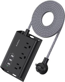 img 4 attached to 💡 Addtam ETL Certified Power Strip with USB Ports and 5 Ft Braided Cord - Compact and Portable Desktop Small Travel Power Strip for Cruise Ship, Home, and Office Black