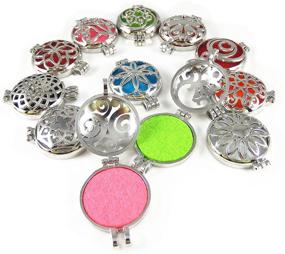 img 2 attached to 🔒 Cheapest Bulk 12pcs Mixed Silver 32mm Round Aromatherapy Pendant Lockets for Essential Oils