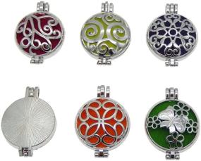 img 3 attached to 🔒 Cheapest Bulk 12pcs Mixed Silver 32mm Round Aromatherapy Pendant Lockets for Essential Oils