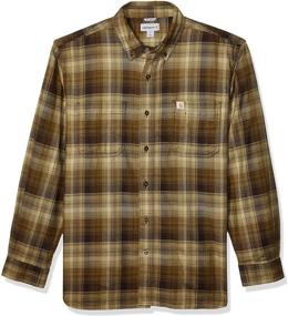 img 4 attached to 👕 Carhartt Рубашка из фланели Hamilton для мужчин - обычная посадка и военный стиль одежды